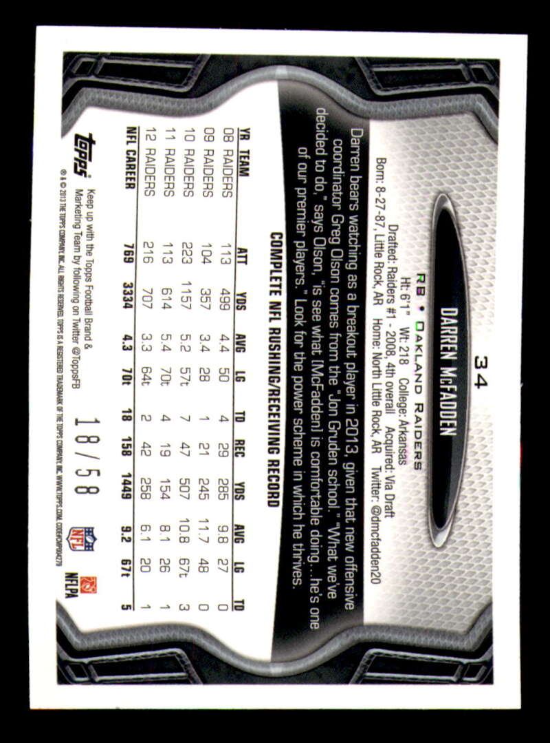 2013 Topps Mini Gold Football #ed/58 - Set Break - Front and Back Scans # 1-220 - Picture 83 of 486