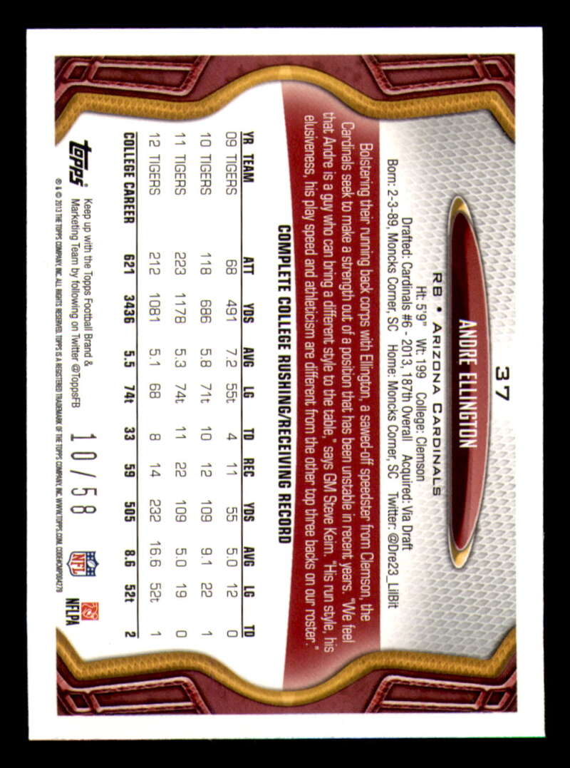 2013 Topps Mini Gold Football #ed/58 - Set Break - Front and Back Scans # 1-220 - Picture 89 of 486