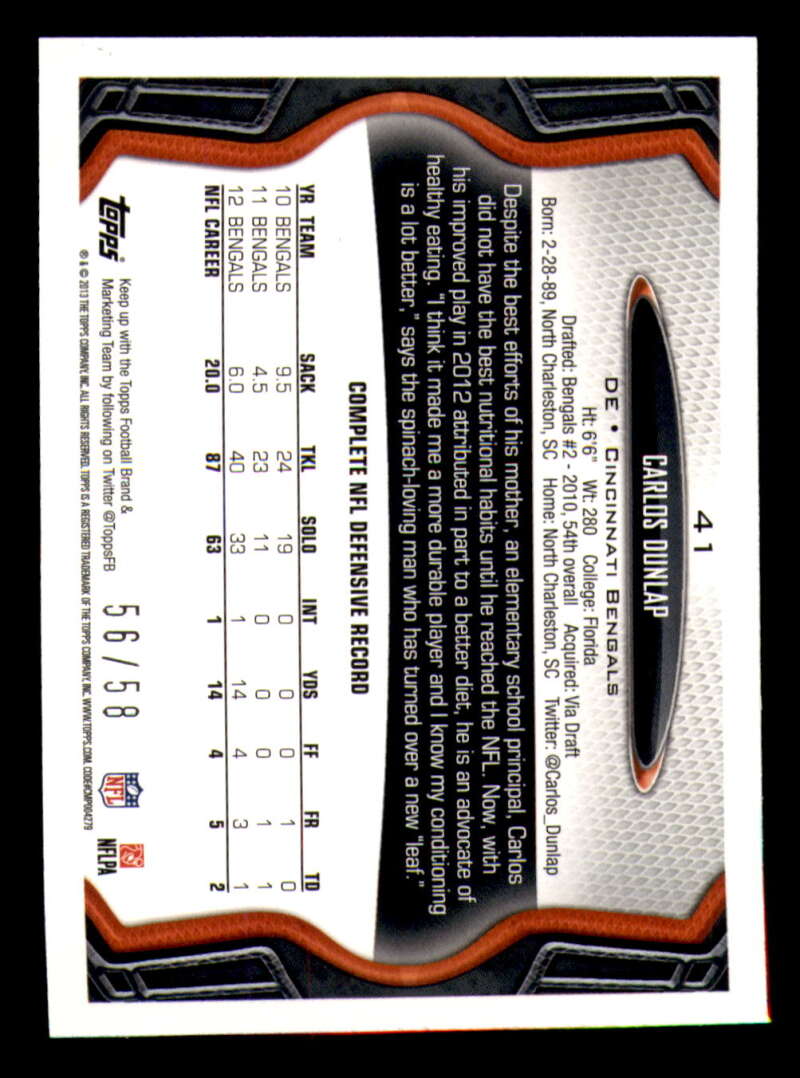 2013 Topps Mini Gold Football #ed/58 - Set Break - Front and Back Scans # 1-220 - Picture 101 of 486