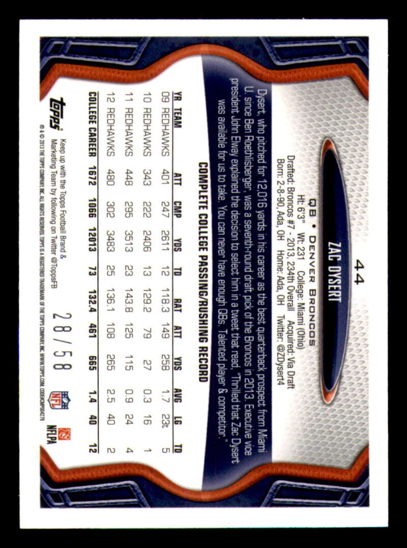 2013 Topps Mini Gold Football #ed/58 - Set Break - Front and Back Scans # 1-220 - Picture 110 of 486