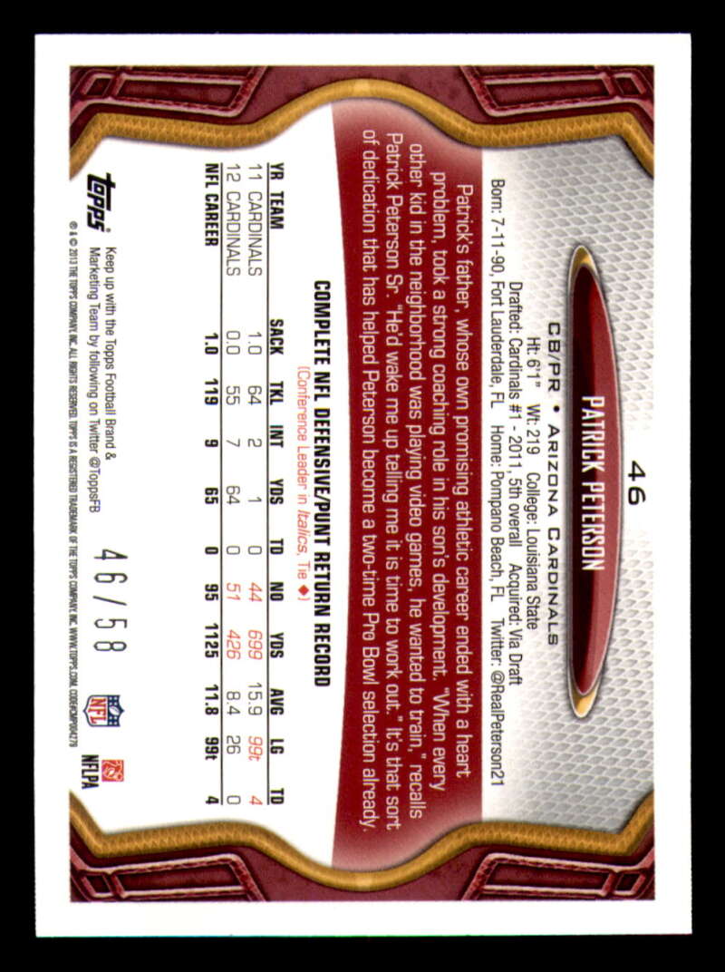 2013 Topps Mini Gold Football #ed/58 - Set Break - Front and Back Scans # 1-220 - Picture 116 of 486
