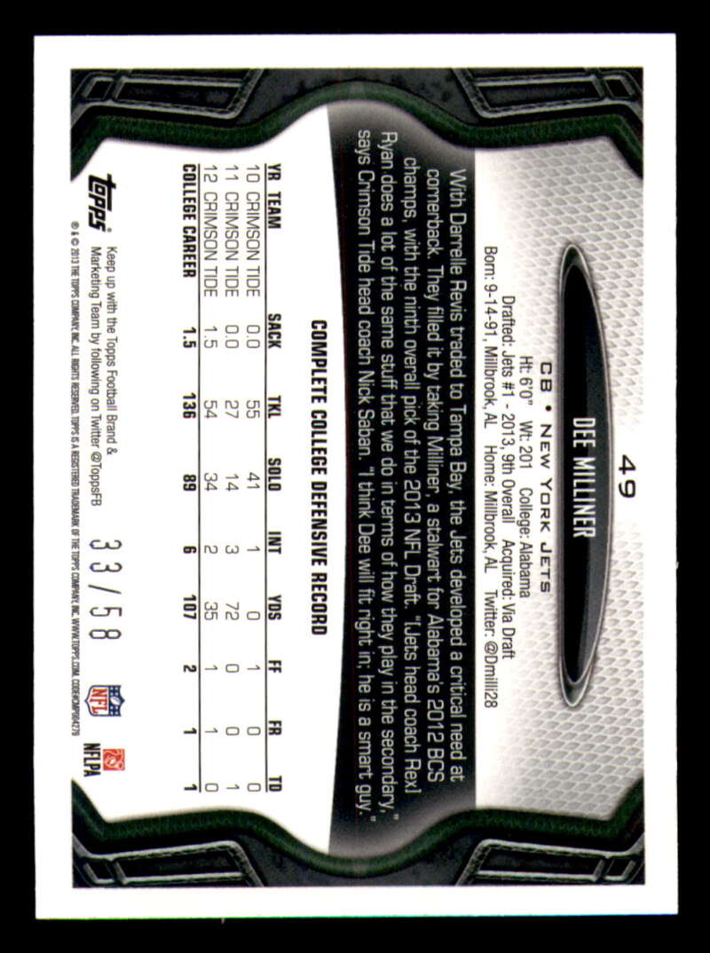 2013 Topps Mini Gold Football #ed/58 - Set Break - Front and Back Scans # 1-220 - Picture 119 of 486