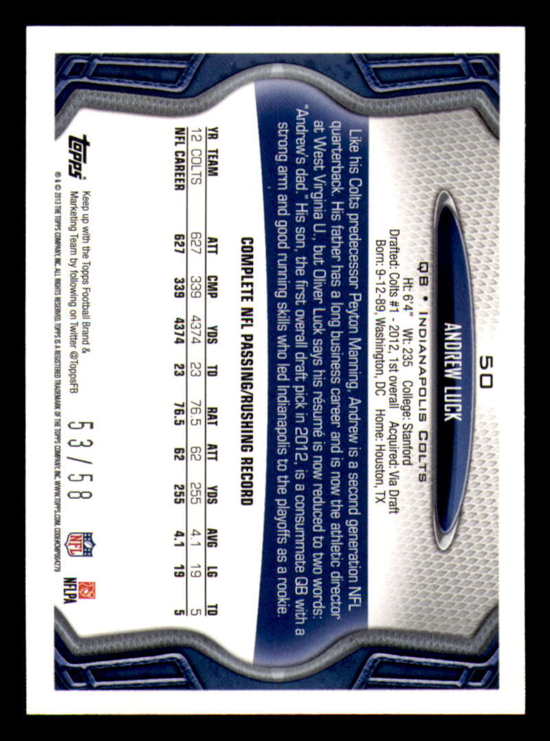 2013 Topps Mini Gold Football #ed/58 - Set Break - Front and Back Scans # 1-220 - Picture 122 of 486