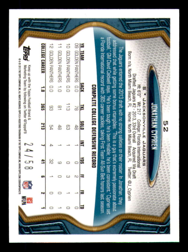 2013 Topps Mini Gold Football #ed/58 - Set Break - Front and Back Scans # 1-220 - Picture 128 of 486
