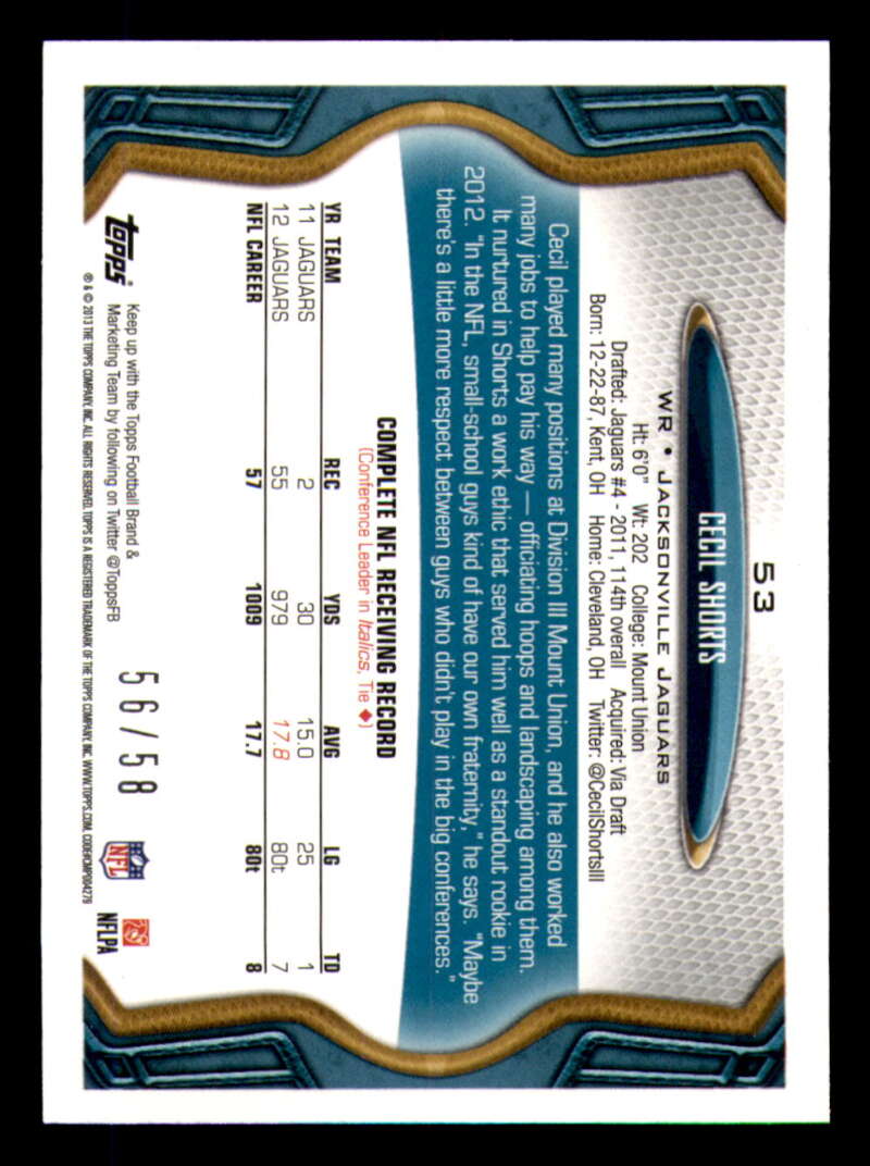2013 Topps Mini Gold Football #ed/58 - Set Break - Front and Back Scans # 1-220 - Picture 131 of 486