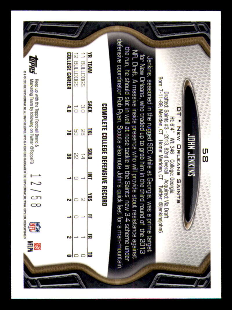 2013 Topps Mini Gold Football #ed/58 - Set Break - Front and Back Scans # 1-220 - Picture 143 of 486