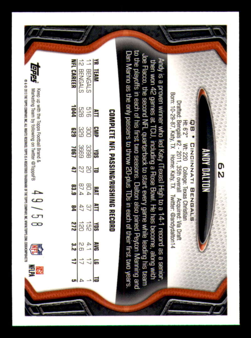 2013 Topps Mini Gold Football #ed/58 - Set Break - Front and Back Scans # 1-220 - Picture 152 of 486