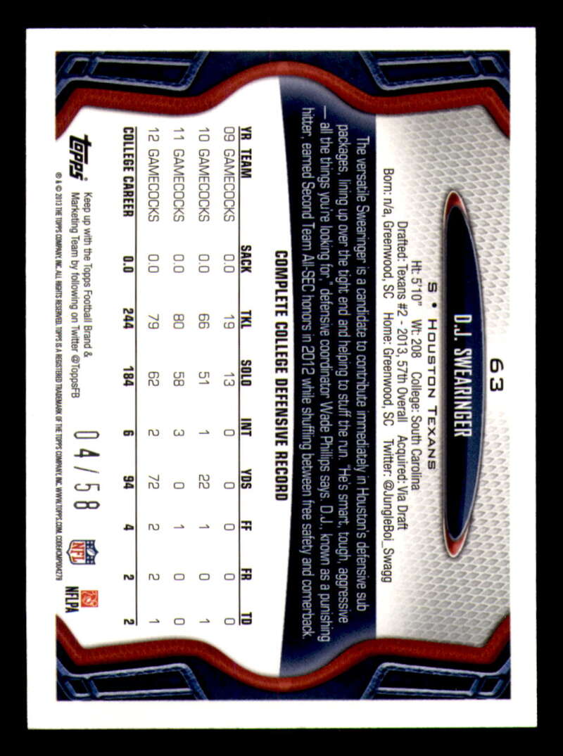 2013 Topps Mini Gold Football #ed/58 - Set Break - Front and Back Scans # 1-220 - Picture 155 of 486