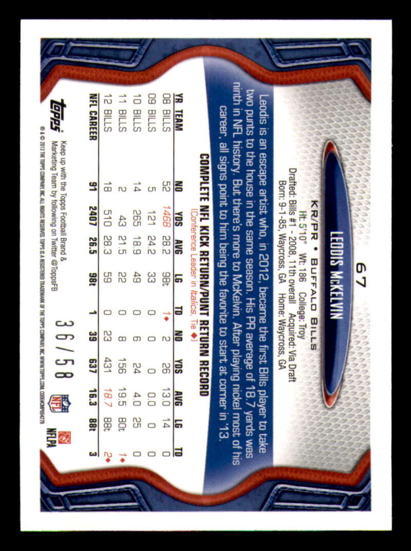 2013 Topps Mini Gold Football #ed/58 - Set Break - Front and Back Scans # 1-220 - Picture 164 of 486