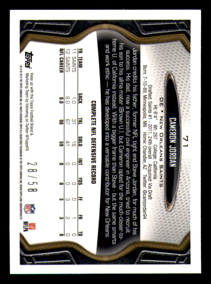 2013 Topps Mini Gold Football #ed/58 - Set Break - Front and Back Scans # 1-220 - Picture 173 of 486