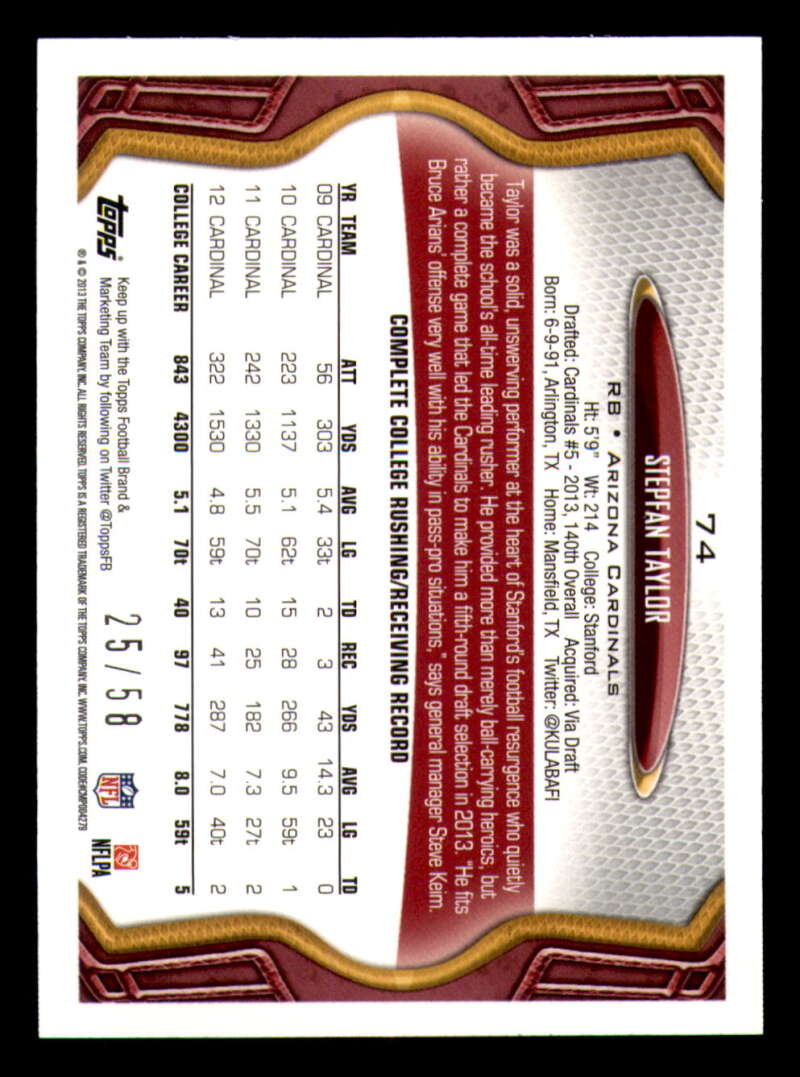 2013 Topps Mini Gold Football #ed/58 - Set Break - Front and Back Scans # 1-220 - Picture 182 of 486