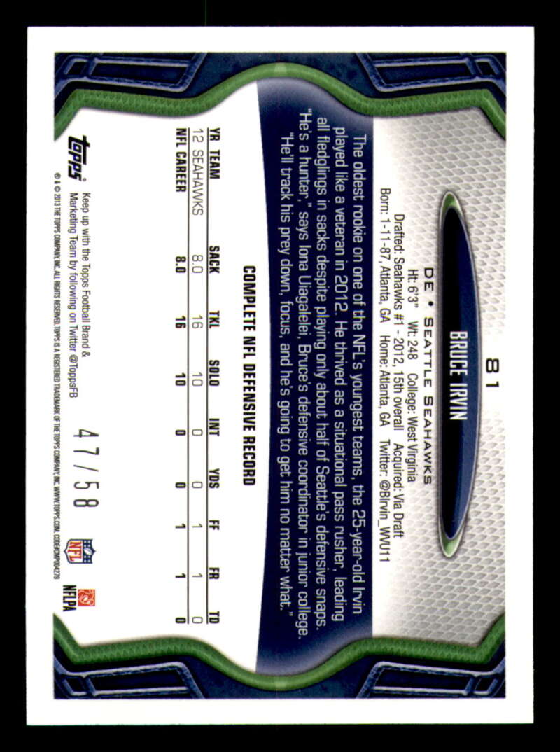 2013 Topps Mini Gold Football #ed/58 - Set Break - Front and Back Scans # 1-220 - Picture 197 of 486