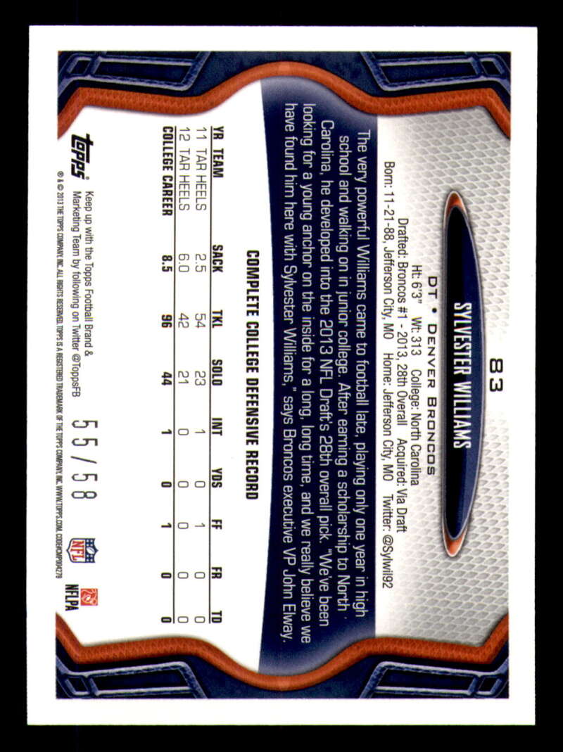 2013 Topps Mini Gold Football #ed/58 - Set Break - Front and Back Scans # 1-220 - Picture 203 of 486