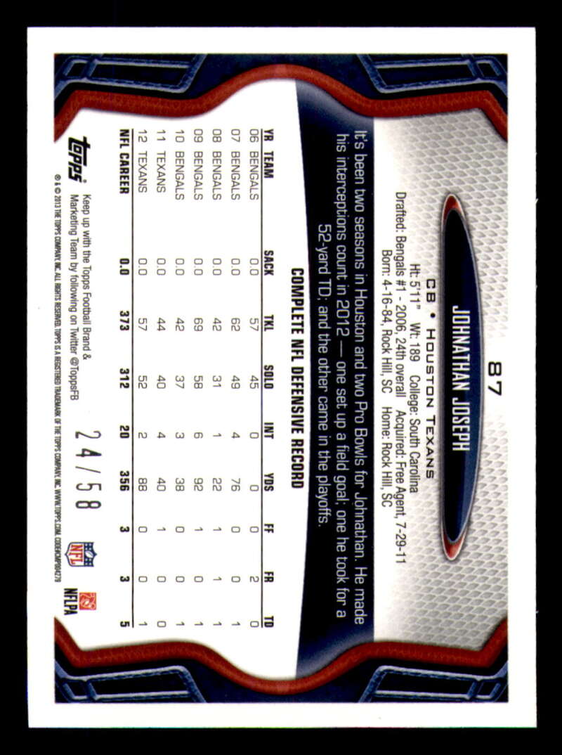 2013 Topps Mini Gold Football #ed/58 - Set Break - Front and Back Scans # 1-220 - Picture 209 of 486
