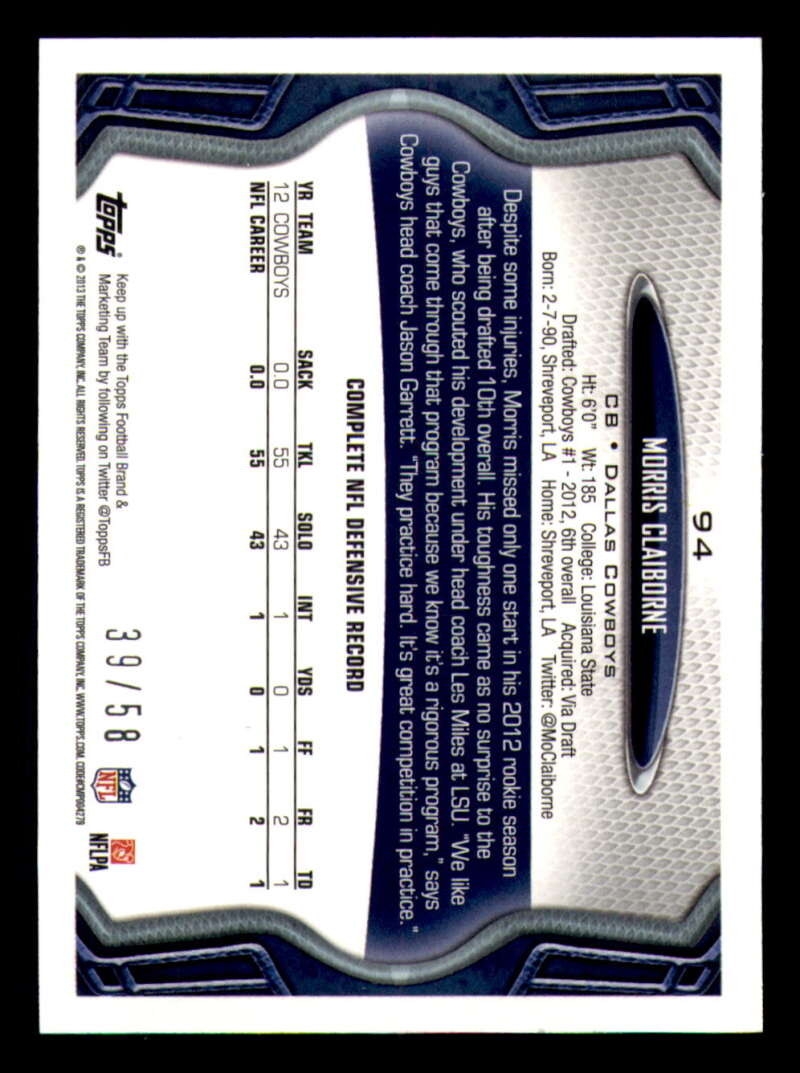 2013 Topps Mini Gold Football #ed/58 - Set Break - Front and Back Scans # 1-220 - Picture 221 of 486