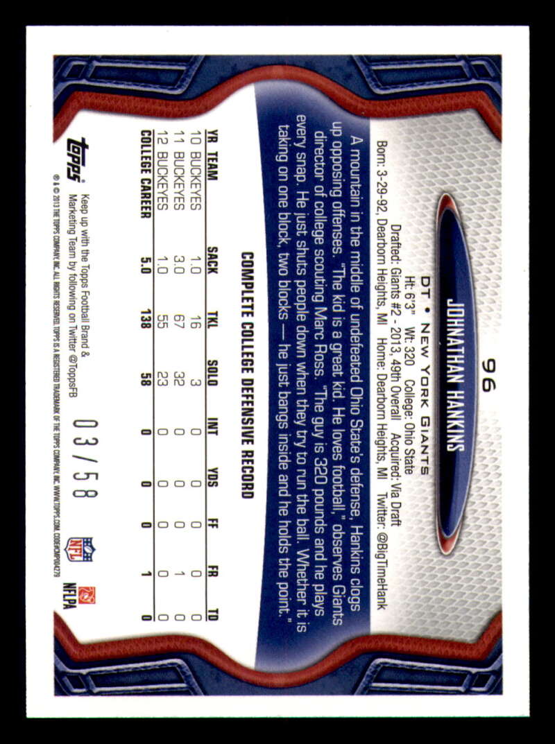 2013 Topps Mini Gold Football #ed/58 - Set Break - Front and Back Scans # 1-220 - Picture 227 of 486