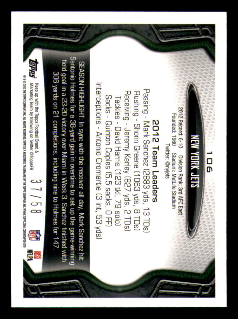 2013 Topps Mini Gold Football #ed/58 - Set Break - Front and Back Scans # 1-220 - Picture 239 of 486