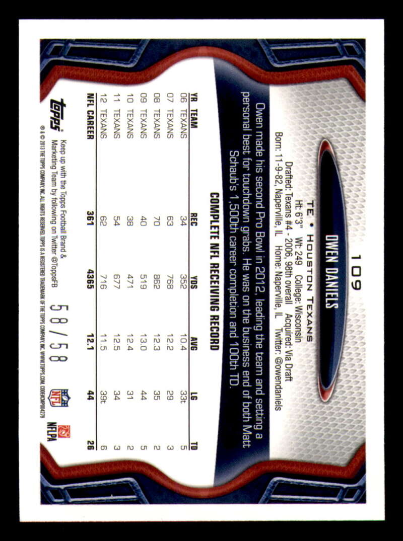 2013 Topps Mini Gold Football #ed/58 - Set Break - Front and Back Scans # 1-220 - Picture 248 of 486