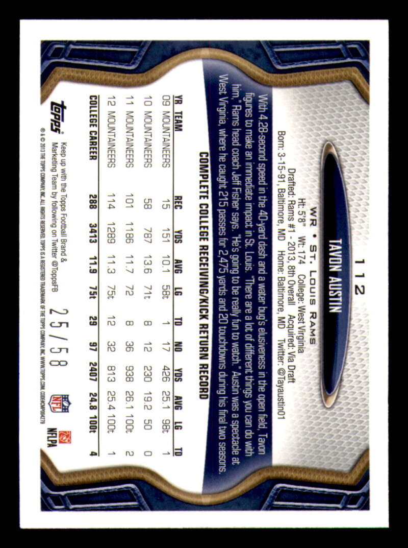 2013 Topps Mini Gold Football #ed/58 - Set Break - Front and Back Scans # 1-220 - Picture 257 of 486