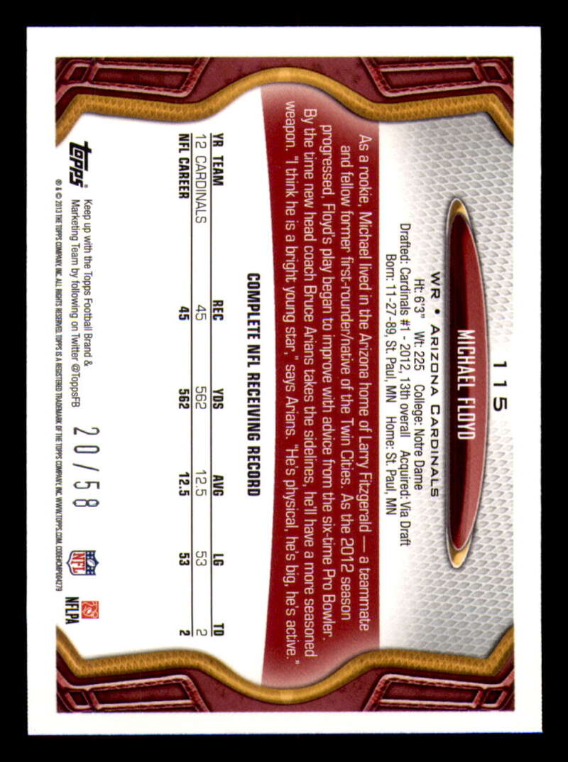 2013 Topps Mini Gold Football #ed/58 - Set Break - Front and Back Scans # 1-220 - Picture 266 of 486