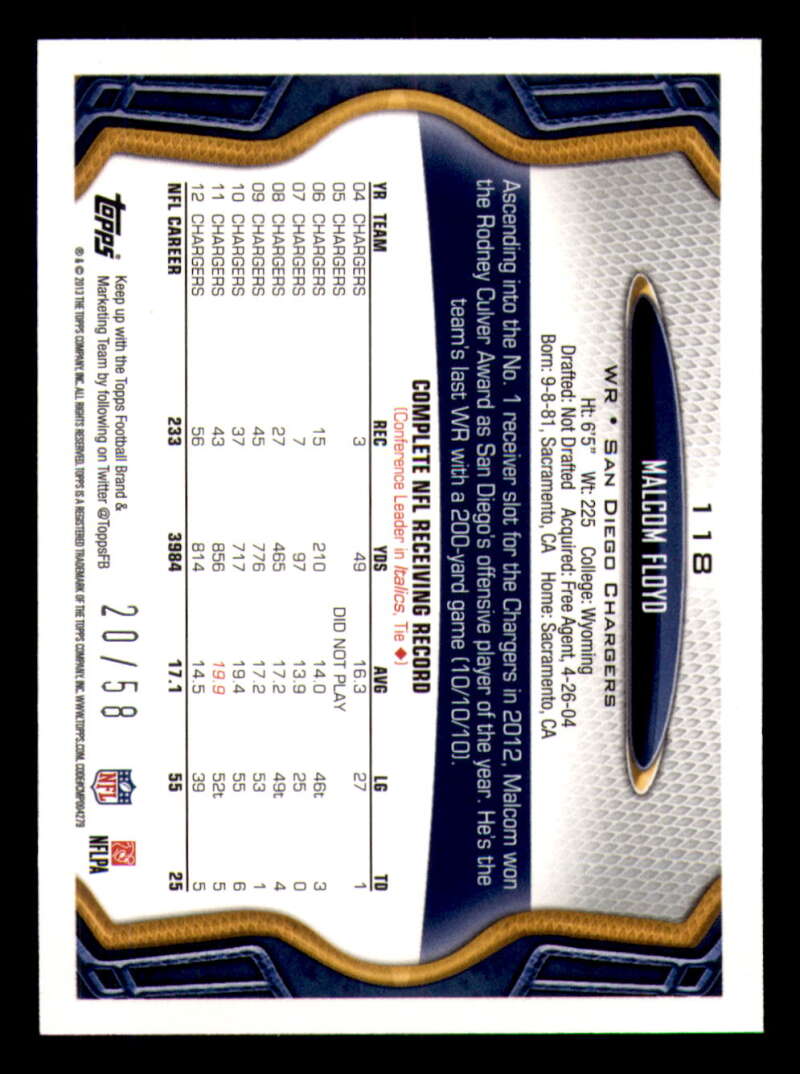 2013 Topps Mini Gold Football #ed/58 - Set Break - Front and Back Scans # 1-220 - Picture 272 of 486