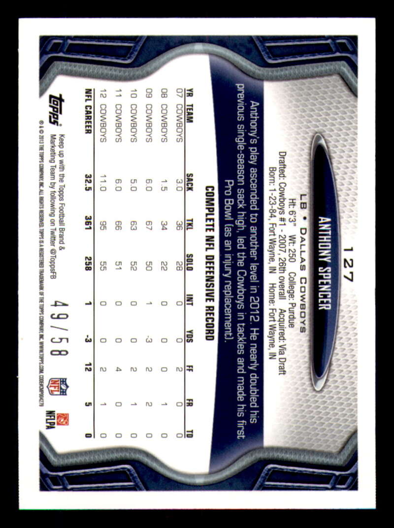 2013 Topps Mini Gold Football #ed/58 - Set Break - Front and Back Scans # 1-220 - Picture 290 of 486