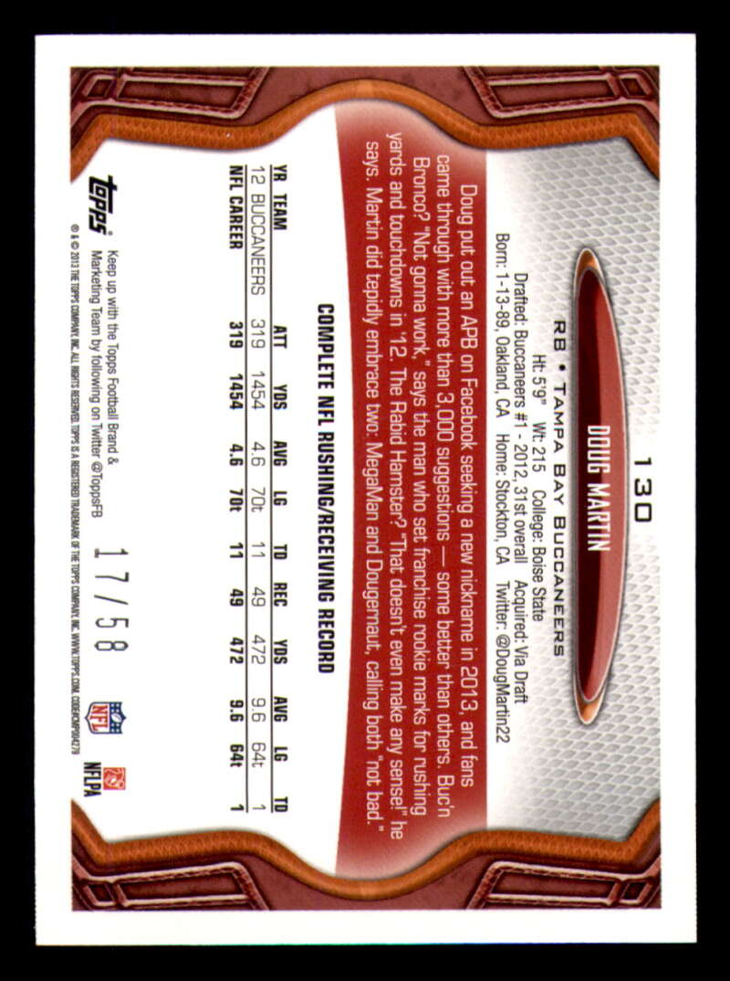 2013 Topps Mini Gold Football #ed/58 - Set Break - Front and Back Scans # 1-220 - Picture 293 of 486