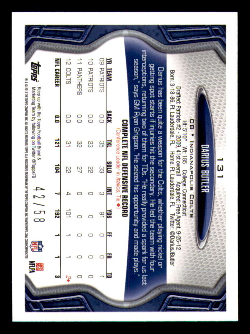 2013 Topps Mini Gold Football #ed/58 - Set Break - Front and Back Scans # 1-220 - Picture 296 of 486