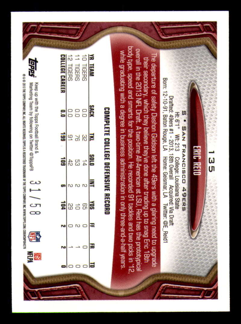 2013 Topps Mini Gold Football #ed/58 - Set Break - Front and Back Scans # 1-220 - Picture 305 of 486