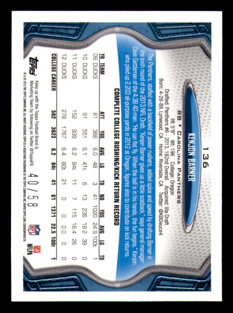 2013 Topps Mini Gold Football #ed/58 - Set Break - Front and Back Scans # 1-220 - Picture 308 of 486