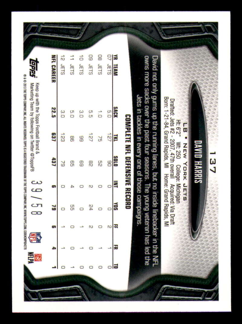 2013 Topps Mini Gold Football #ed/58 - Set Break - Front and Back Scans # 1-220 - Picture 311 of 486