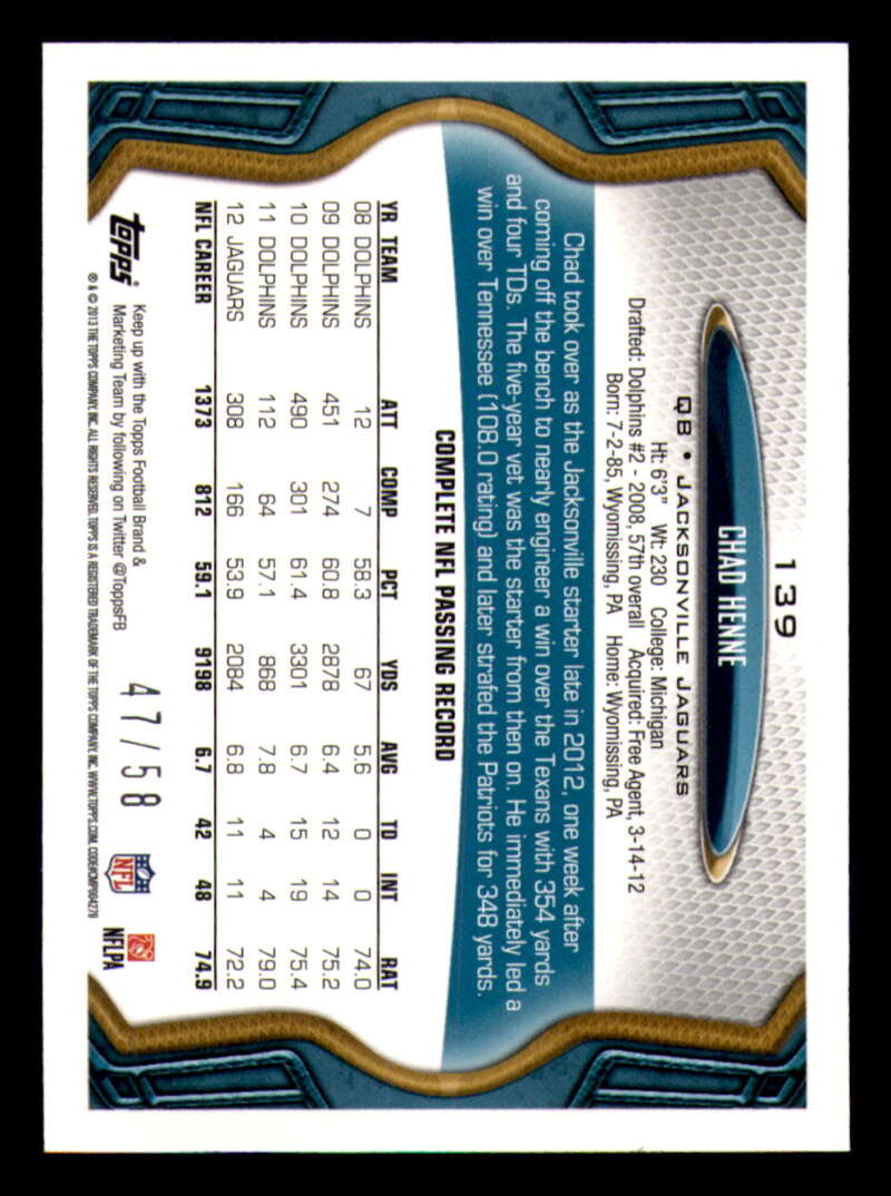 2013 Topps Mini Gold Football #ed/58 - Set Break - Front and Back Scans # 1-220 - Picture 314 of 486
