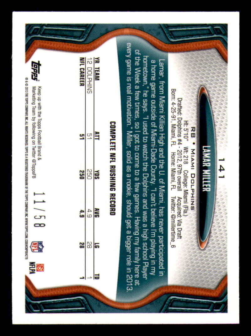 2013 Topps Mini Gold Football #ed/58 - Set Break - Front and Back Scans # 1-220 - Picture 317 of 486