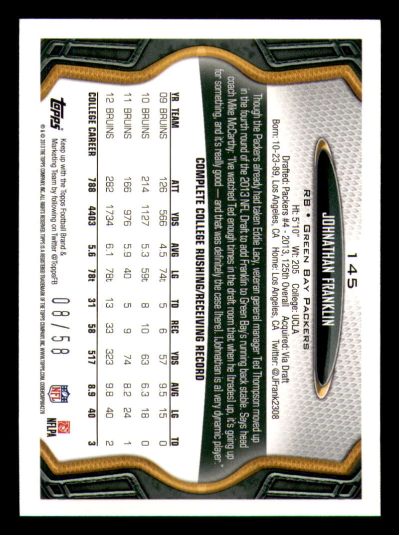 2013 Topps Mini Gold Football #ed/58 - Set Break - Front and Back Scans # 1-220 - Picture 323 of 486