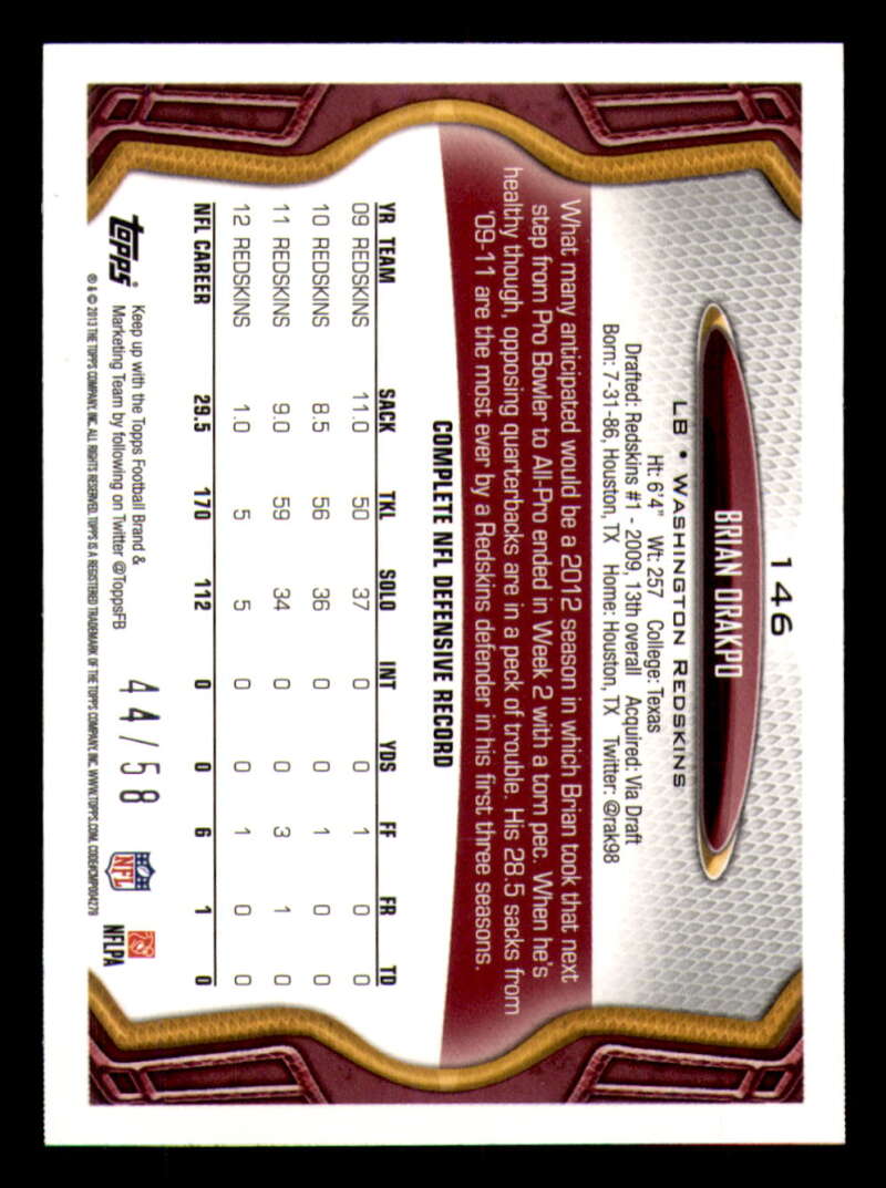 2013 Topps Mini Gold Football #ed/58 - Set Break - Front and Back Scans # 1-220 - Picture 326 of 486