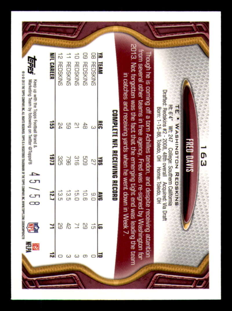 2013 Topps Mini Gold Football #ed/58 - Set Break - Front and Back Scans # 1-220 - Picture 365 of 486