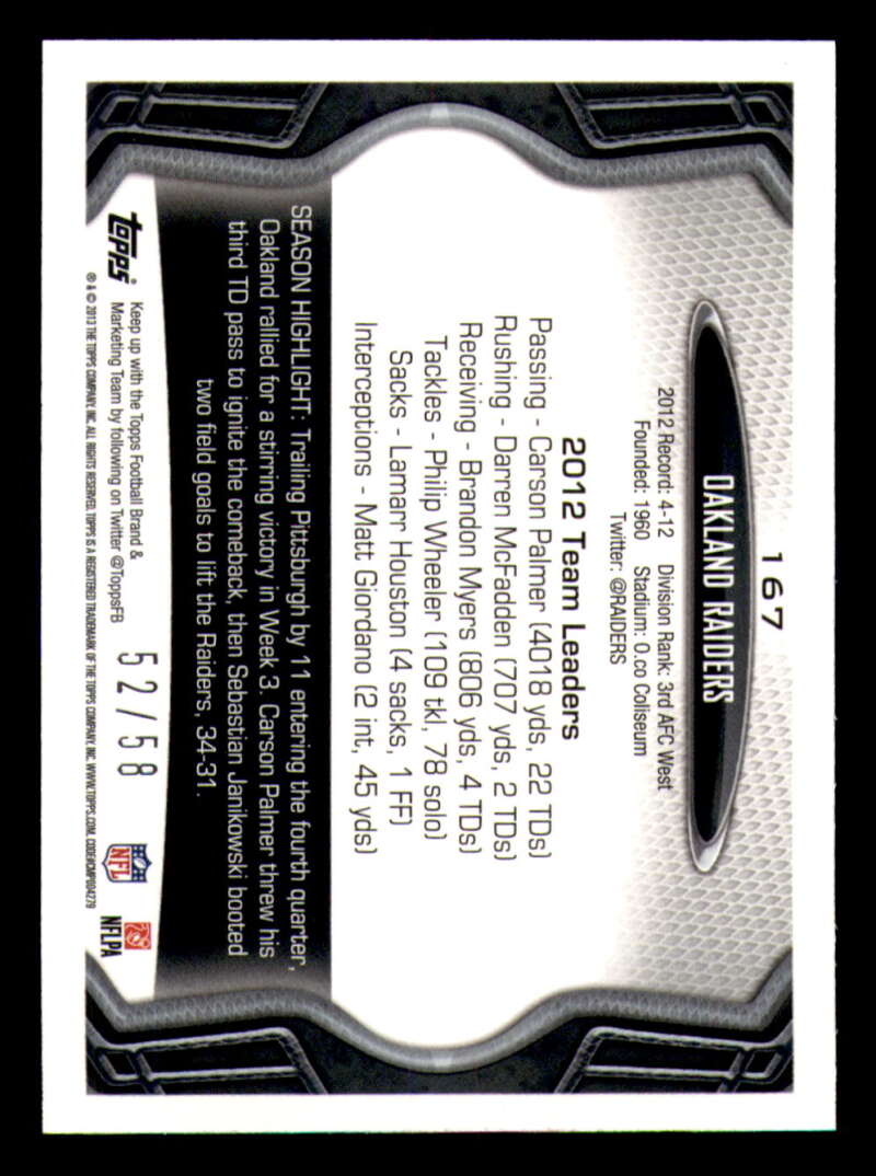 2013 Topps Mini Gold Football #ed/58 - Set Break - Front and Back Scans # 1-220 - Picture 374 of 486