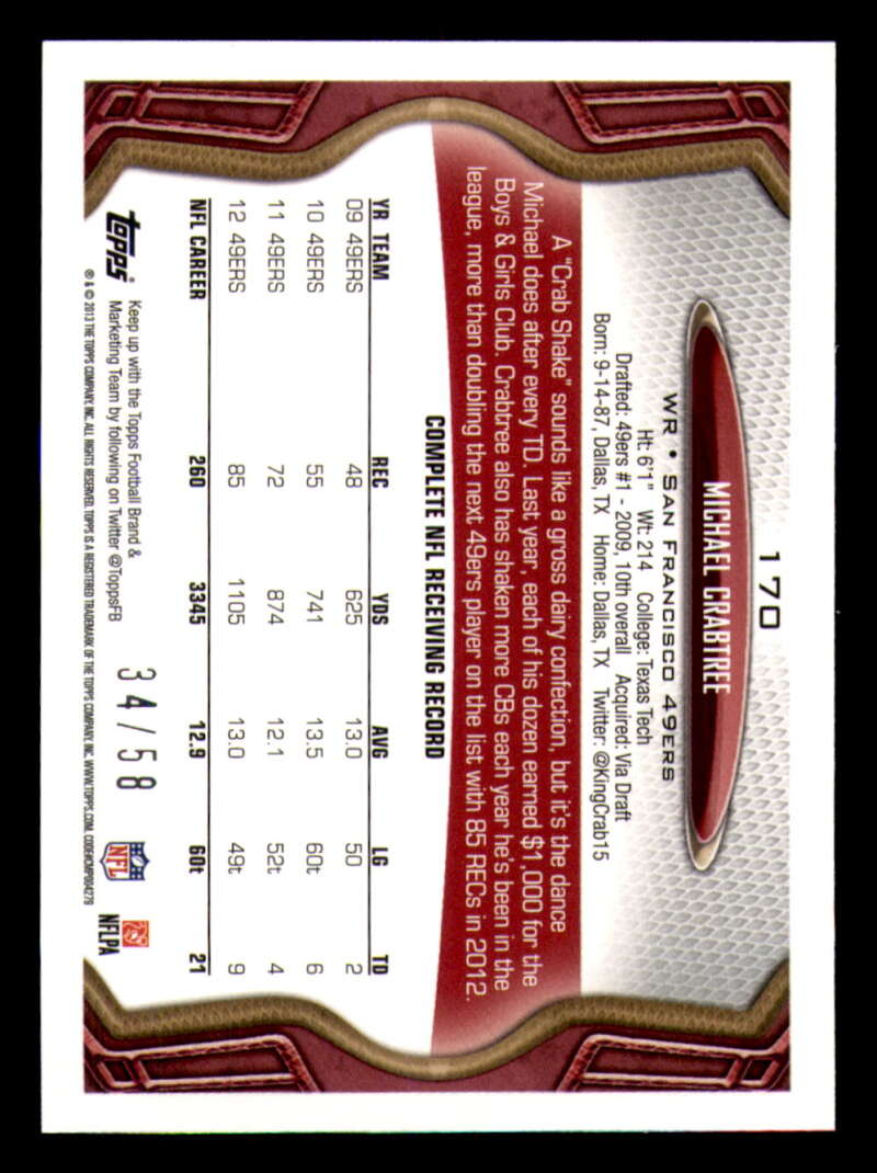 2013 Topps Mini Gold Football #ed/58 - Set Break - Front and Back Scans # 1-220 - Picture 377 of 486