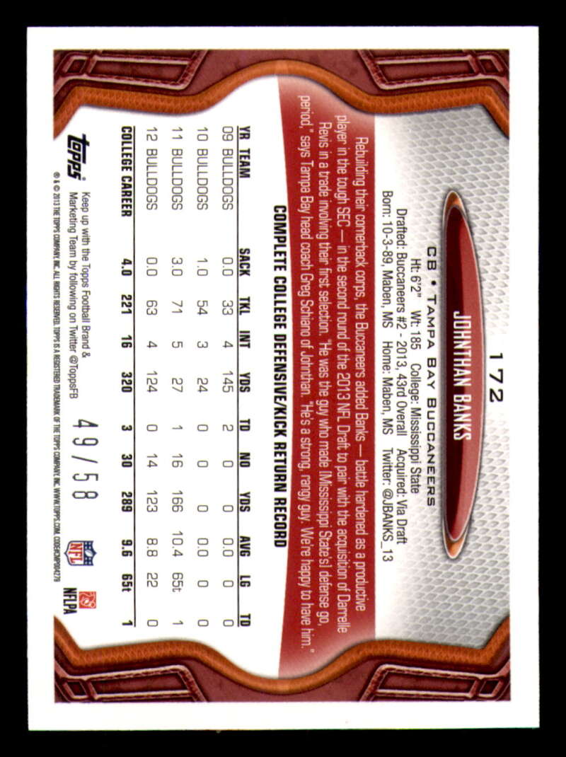 2013 Topps Mini Gold Football #ed/58 - Set Break - Front and Back Scans # 1-220 - Picture 383 of 486