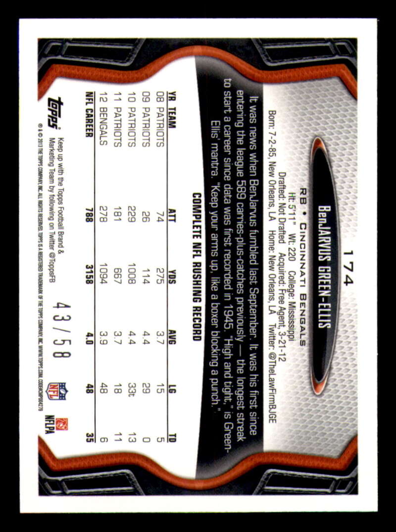 2013 Topps Mini Gold Football #ed/58 - Set Break - Front and Back Scans # 1-220 - Picture 389 of 486