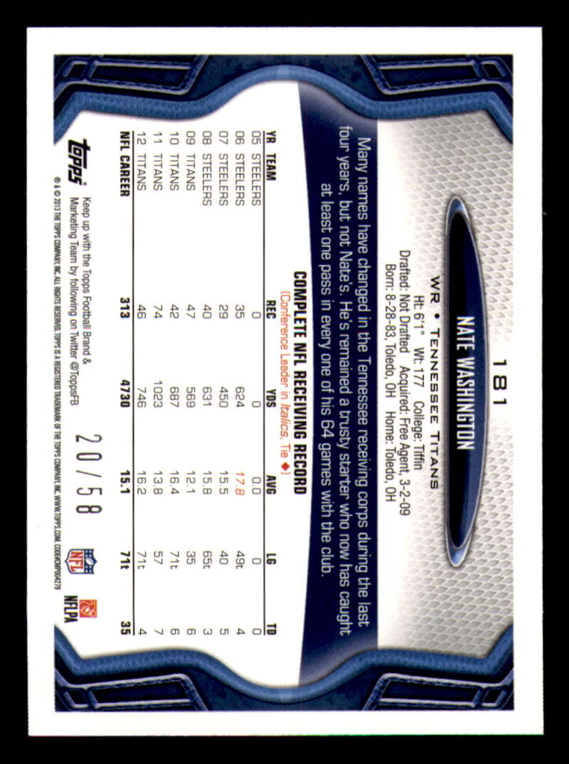 2013 Topps Mini Gold Football #ed/58 - Set Break - Front and Back Scans # 1-220 - Picture 401 of 486