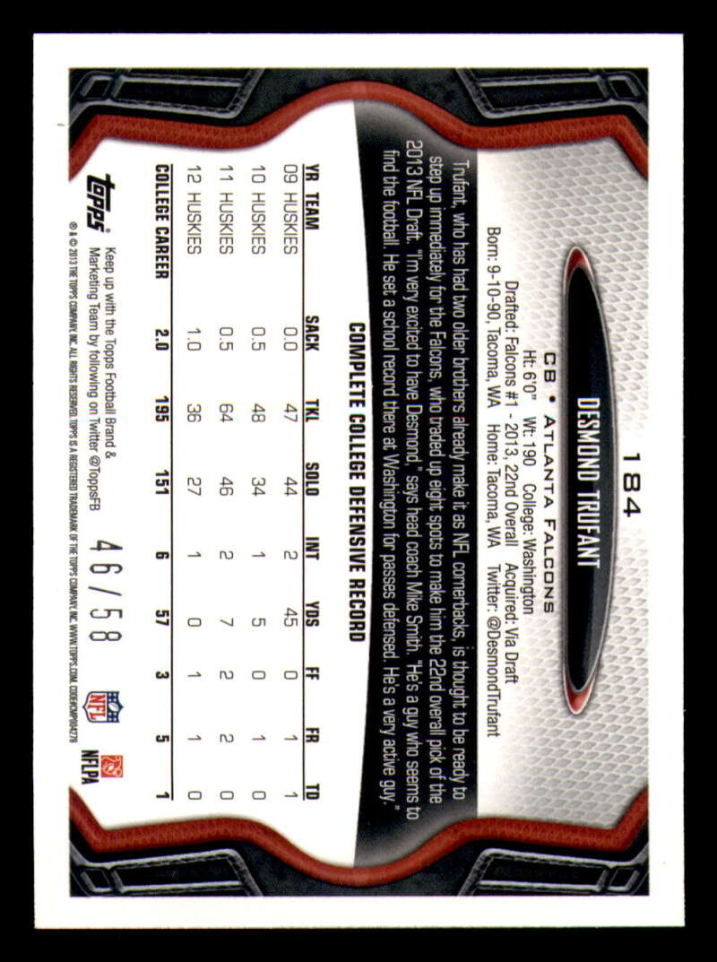 2013 Topps Mini Gold Football #ed/58 - Set Break - Front and Back Scans # 1-220 - Picture 410 of 486