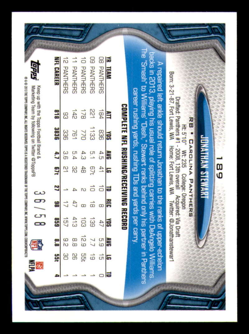 2013 Topps Mini Gold Football #ed/58 - Set Break - Front and Back Scans # 1-220 - Picture 422 of 486