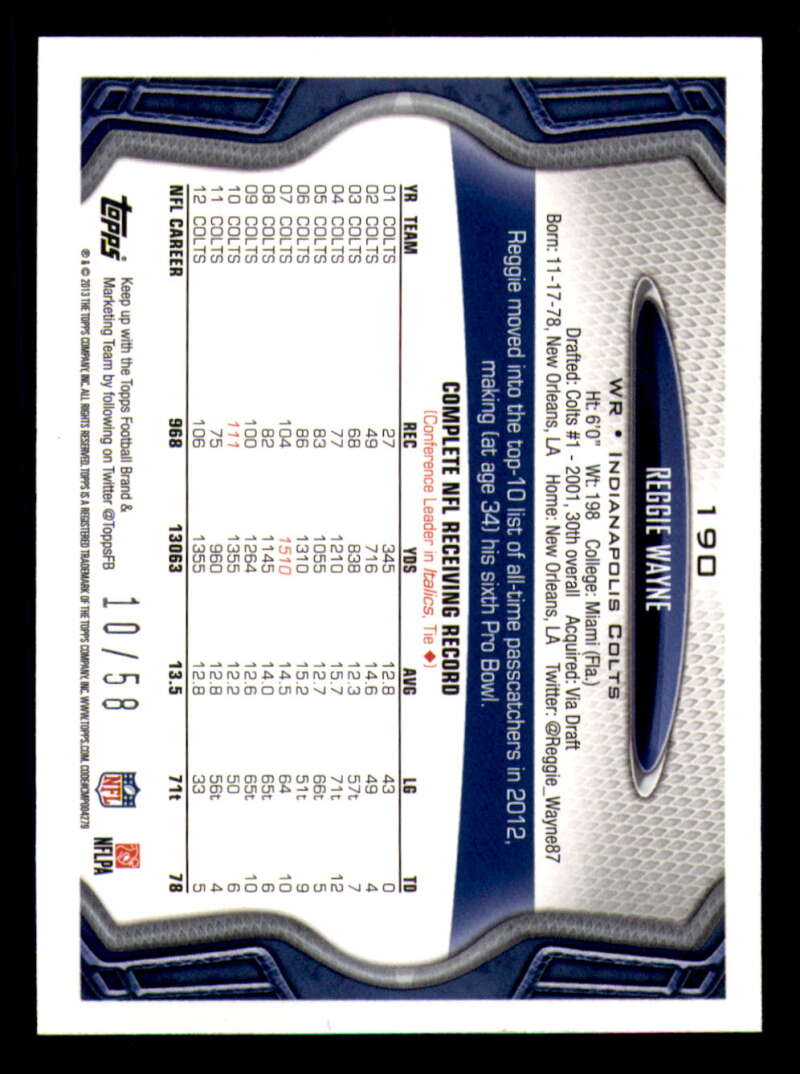 2013 Topps Mini Gold Football #ed/58 - Set Break - Front and Back Scans # 1-220 - Picture 425 of 486