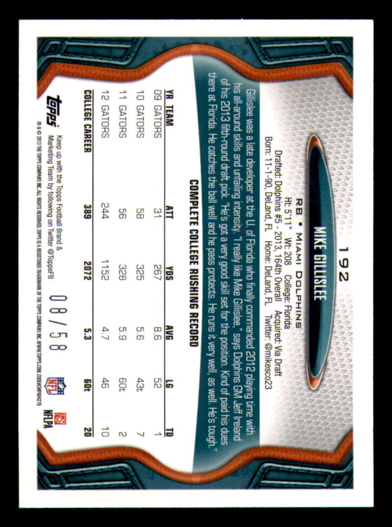 2013 Topps Mini Gold Football #ed/58 - Set Break - Front and Back Scans # 1-220 - Picture 431 of 486