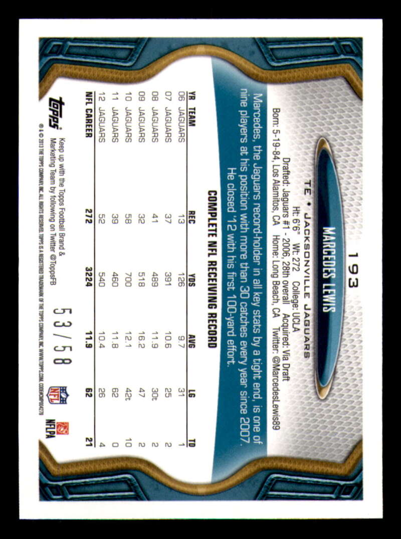 2013 Topps Mini Gold Football #ed/58 - Set Break - Front and Back Scans # 1-220 - Picture 434 of 486