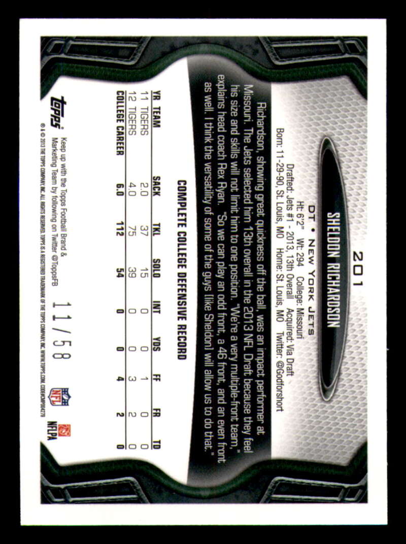 2013 Topps Mini Gold Football #ed/58 - Set Break - Front and Back Scans # 1-220 - Picture 440 of 486