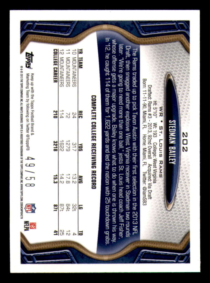 2013 Topps Mini Gold Football #ed/58 - Set Break - Front and Back Scans # 1-220 - Picture 443 of 486