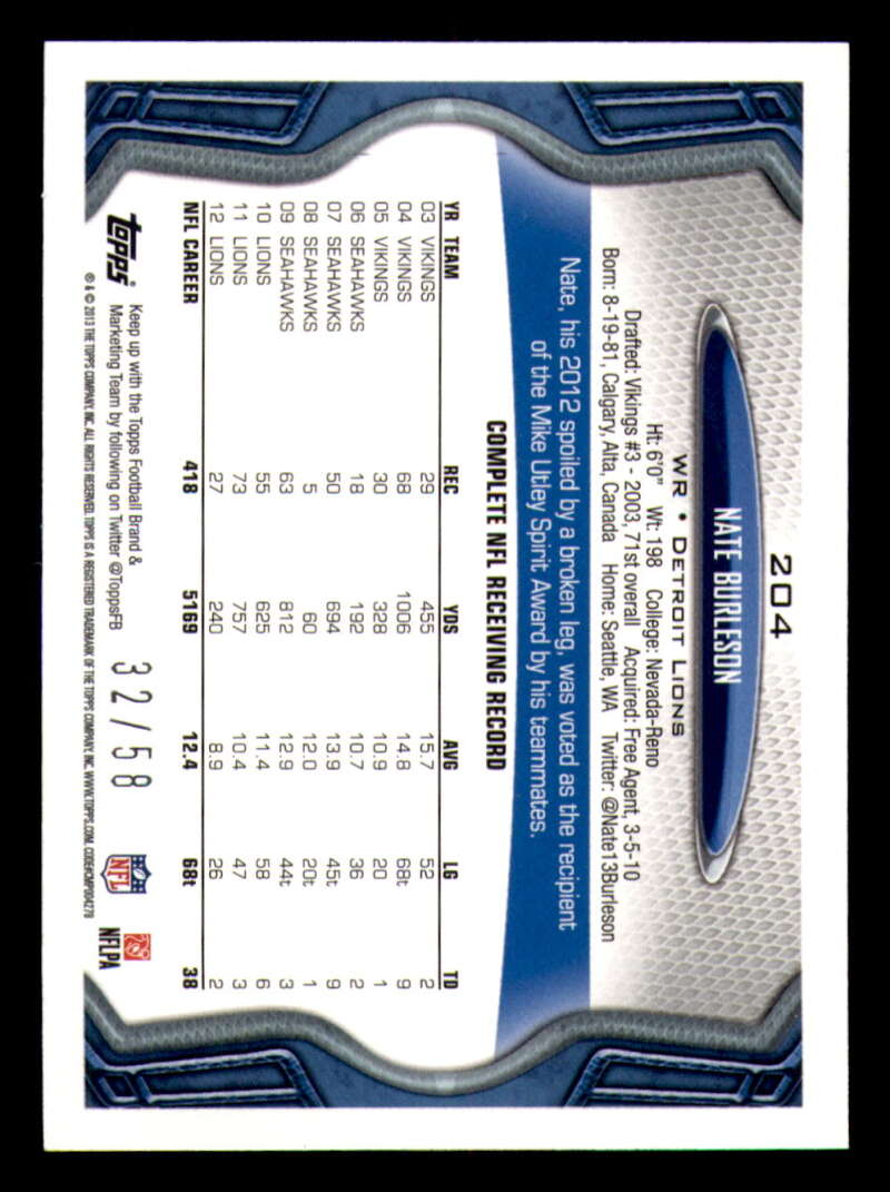 2013 Topps Mini Gold Football #ed/58 - Set Break - Front and Back Scans # 1-220 - Picture 449 of 486