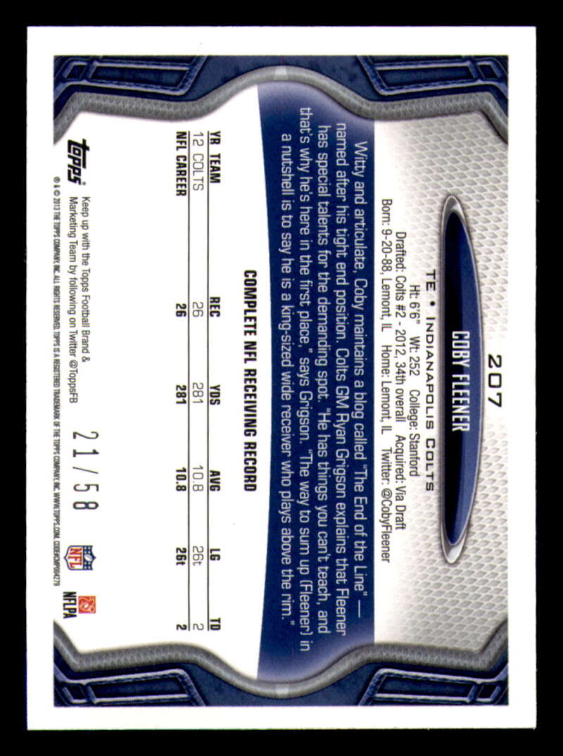 2013 Topps Mini Gold Football #ed/58 - Set Break - Front and Back Scans # 1-220 - Picture 458 of 486